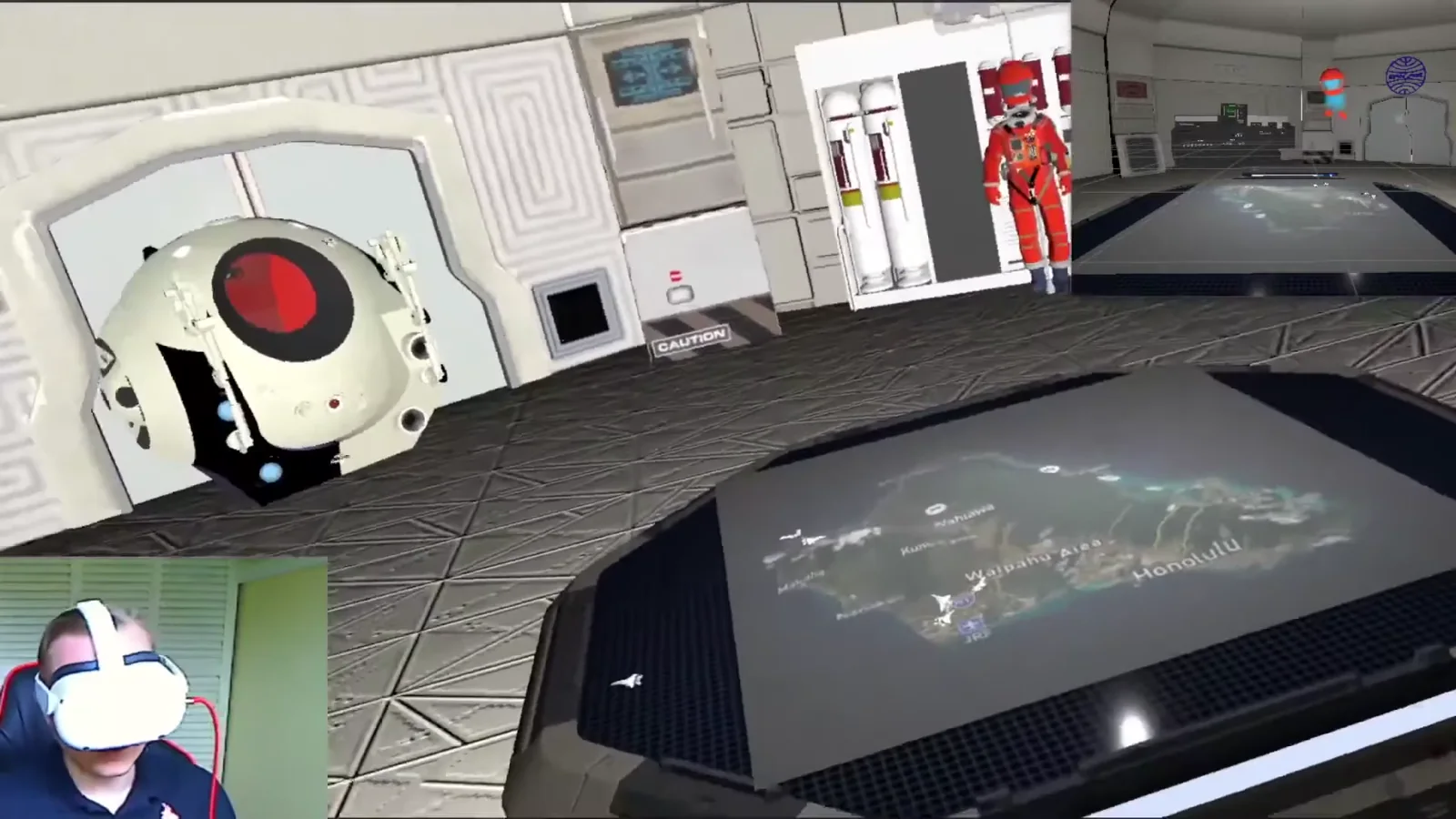 READY BOSS virtual mission room showing a three-dimensional terrain table and flight crew avatars